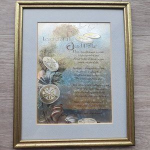 Legend of the Sand Dollar poem in vintage gold frame